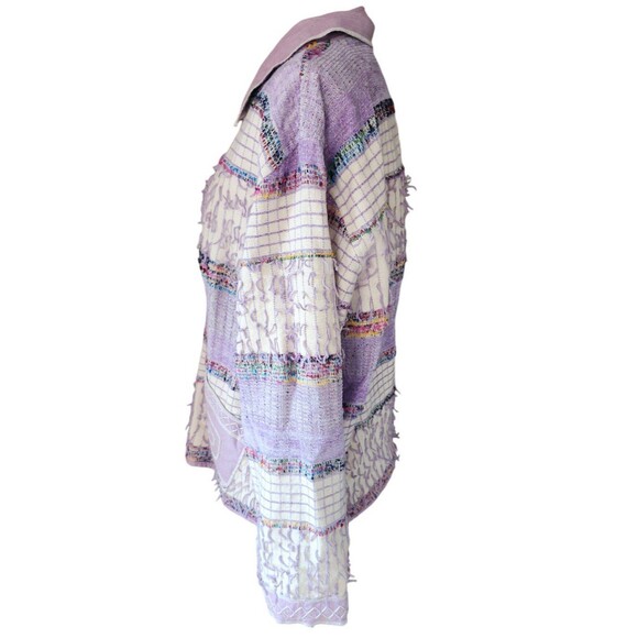 Patchwork Handmade Jacket Women's Size Large Boho Quilt Cluttercore Lavender - Picture 3 of 7